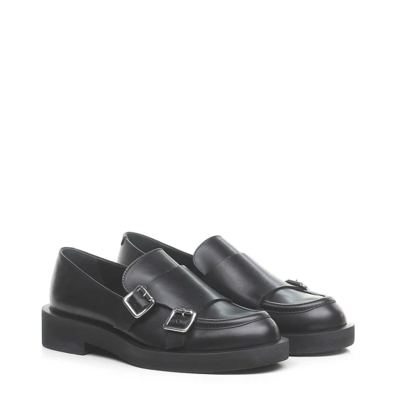 Mocassino Monk Strap Bayan in pelle nera 