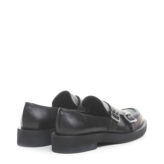 Mocassino Monk Strap Bayan in pelle nera 