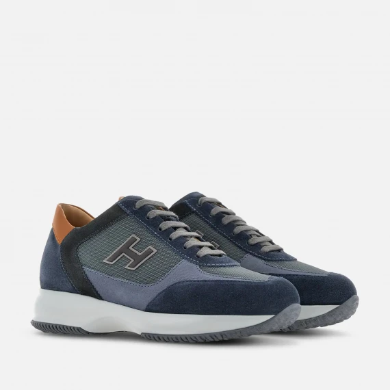 Sneakers Interactive in pelle blu 