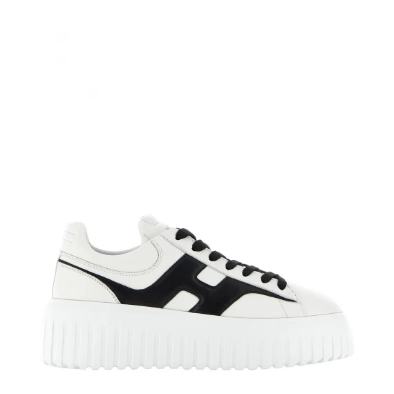 Sneakers H-Stripes in pelle bianca e nera  - Taglia 38 - Hogan