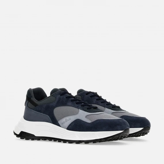 Sneakers Hyperlight in pelle scamosciata e tessuto blu 
