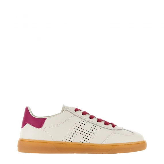 Sneakers Cool in pelle bianca e fucsia 