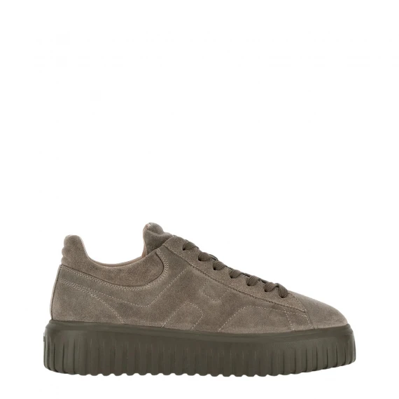 Sneakers H-Stripes in pelle scamosciata tortora - 10 - Taglia 9 - Hogan