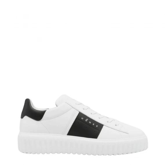 Sneakers H-Stripes in pelle bianca e nera - 10 - Taglia 9 - Hogan