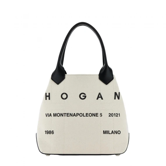 Borsa Shopping Script Media Bianco Nero - Taglia ONESIZE - Hogan