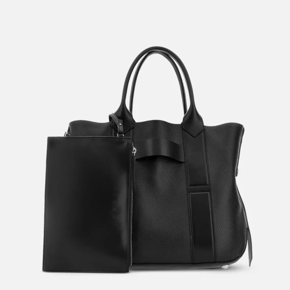 Borsa Shopping Script media in pelle nera