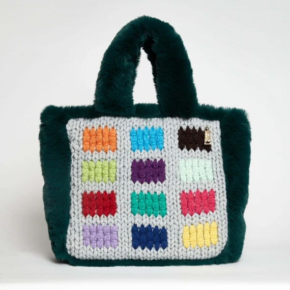 Borsa in lana ed ecopelliccia multicolor - Taglia ONESIZE - LA MILANESA