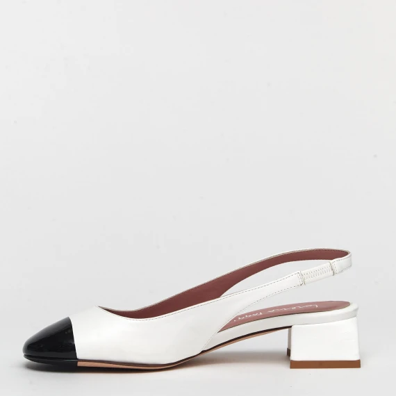 Slingback 41453 in pelle bianca e punta nera 