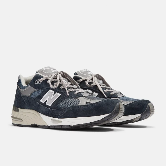 Sneakers 991 in pelle scamosciata e tessuto tecnico blu 