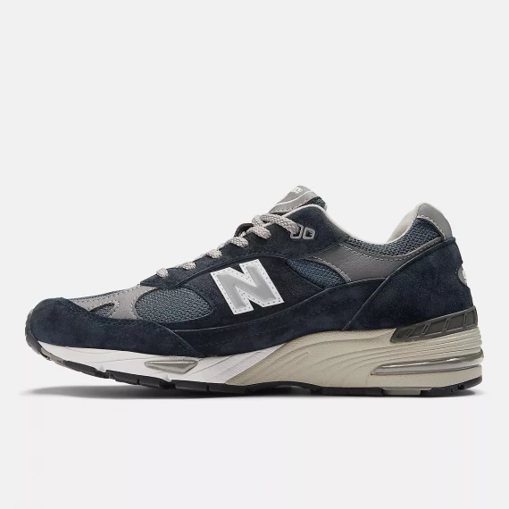 Sneakers 991 in pelle scamosciata e tessuto tecnico blu 