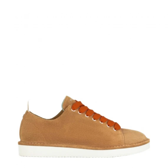 Scarpa P01 in suede cuoio con lacci arancio 