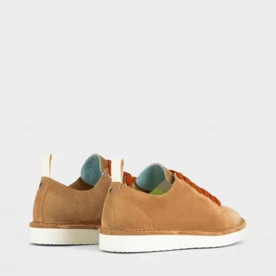 Scarpa P01 in suede cuoio con lacci arancio 