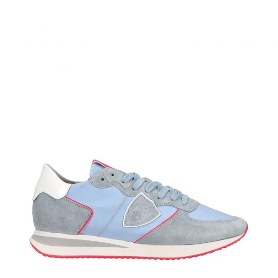 Sneakers Tropez in pelle azzurra e fucsia 