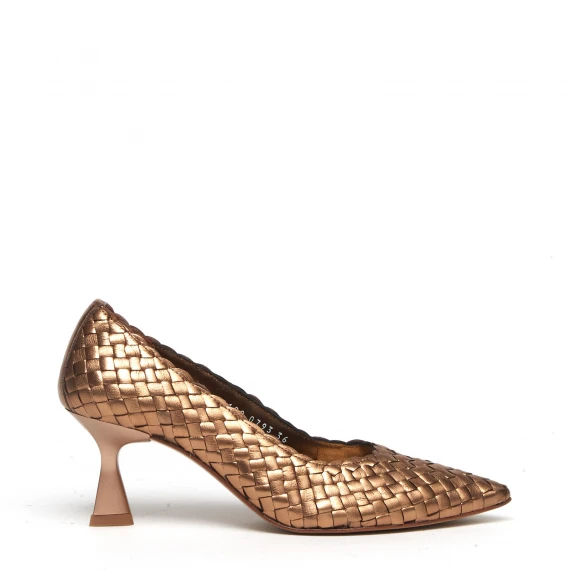 Decolleté 10793 in pelle intrecciata bronzo 
