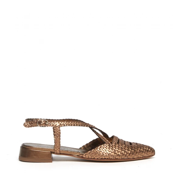 Slingback 10801 in pelle intrecciata bronzo 