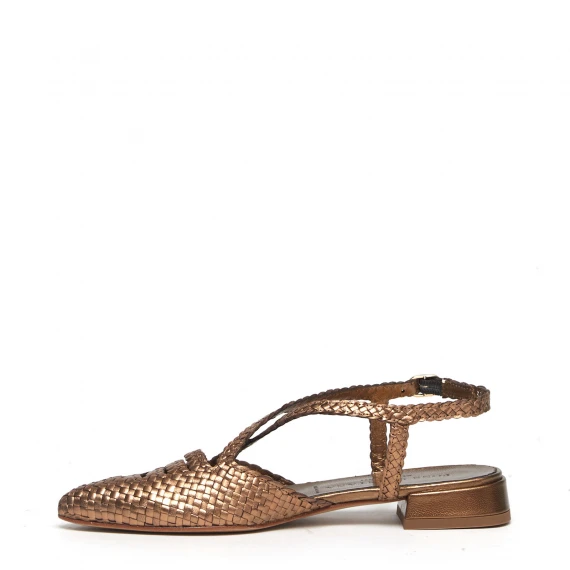 Slingback 10801 in pelle intrecciata bronzo 