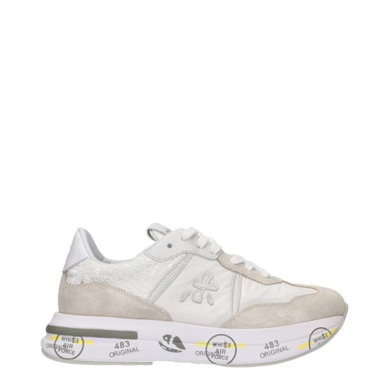 Sneakers Cassie 6346 in pelle bianca e beige 