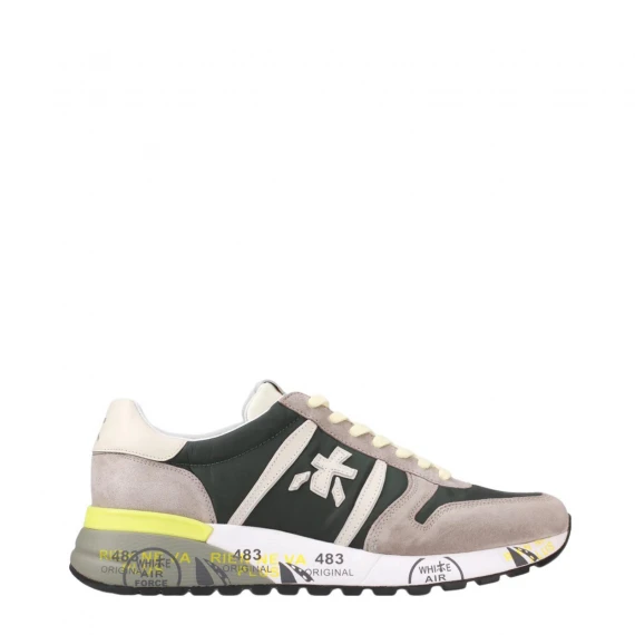 Sneakers Lander 6632 in pelle grigia e verdone 