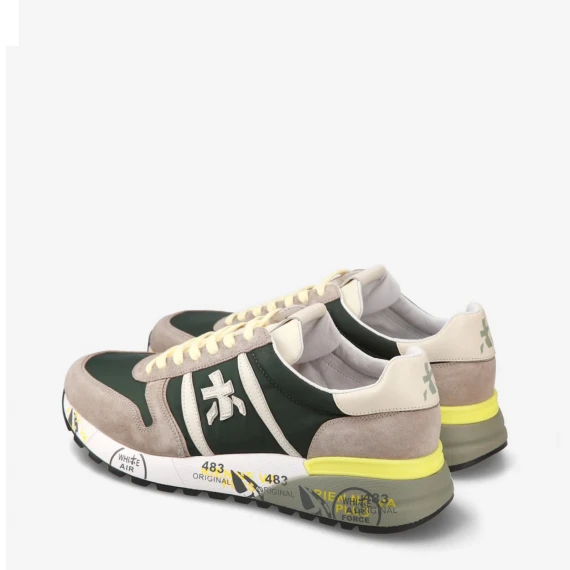 Sneakers Lander 6632 in pelle grigia e verdone 