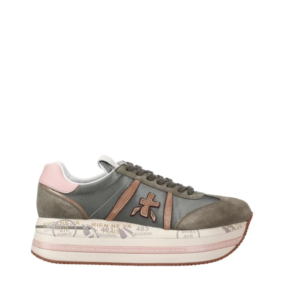 Sneakers Beth 6956 in pelle scamosciata e tessuto verde salvia 