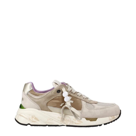 Sneakers Mased 7004 in pelle scamosciata e tessuto beige 