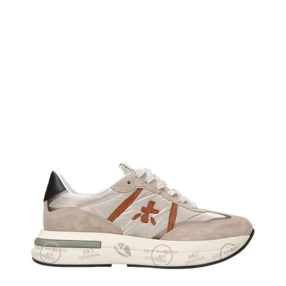 Sneakers Cassie 6470 in pelle scamosciata e tessuto beige 