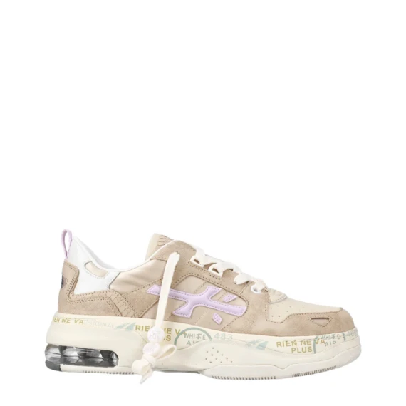 Sneakers Draked 367 in pelle scamosciata, pelle e tessuto beige  - Taglia 40 - Premiata