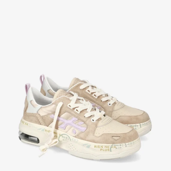 Sneakers Draked 367 in pelle scamosciata, pelle e tessuto beige 