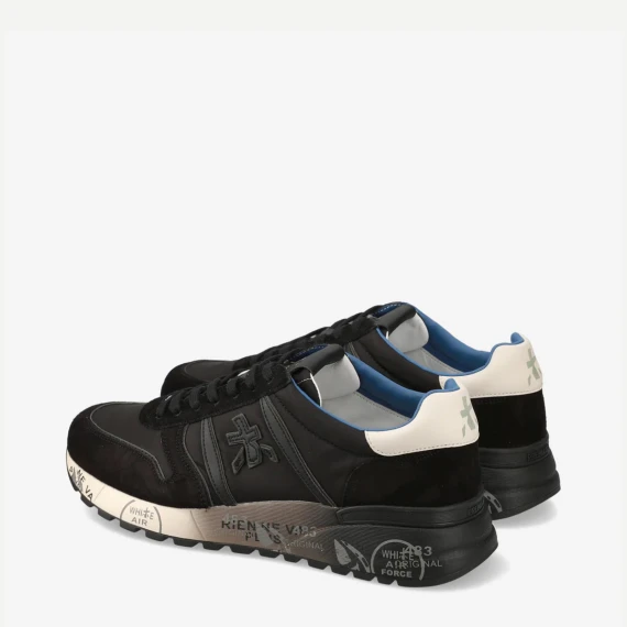 Sneakers Lander 7079 in pelle e tessuto nero 