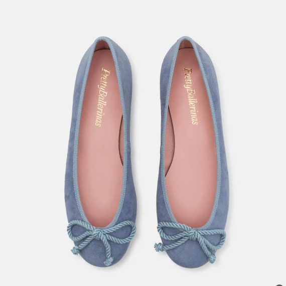 Ballerine 35663 in pelle scamosciata azzurra 