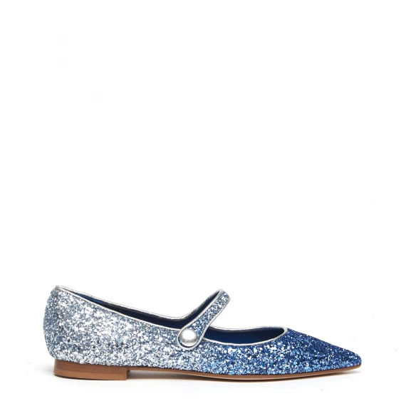 Ballerina 7874 in glitter degradè azzurro silver  - Taglia 36 - Prosperine