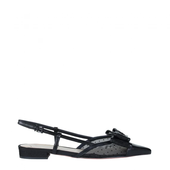 Slingback Daisys in rete pois nero 