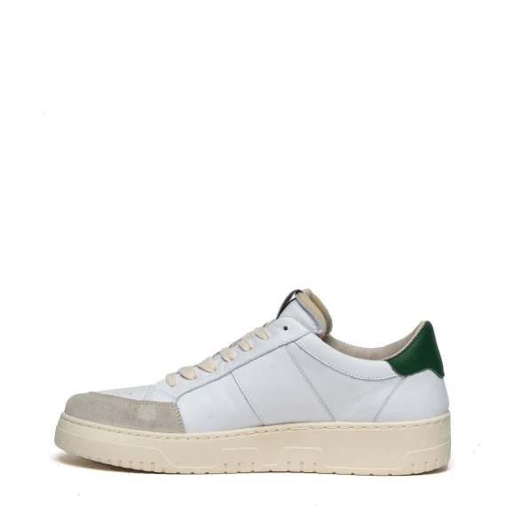 Sneakers Sail in pelle bianca punta in pelle scamosciata grigia talloncino verde 