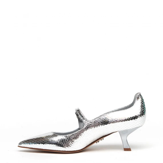 Cinturino Carlotta in pelle stampata argento 