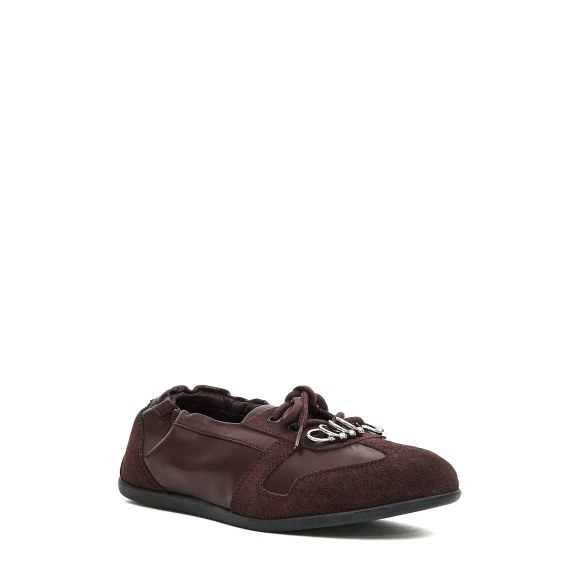sneakers flat pelle bordeaux