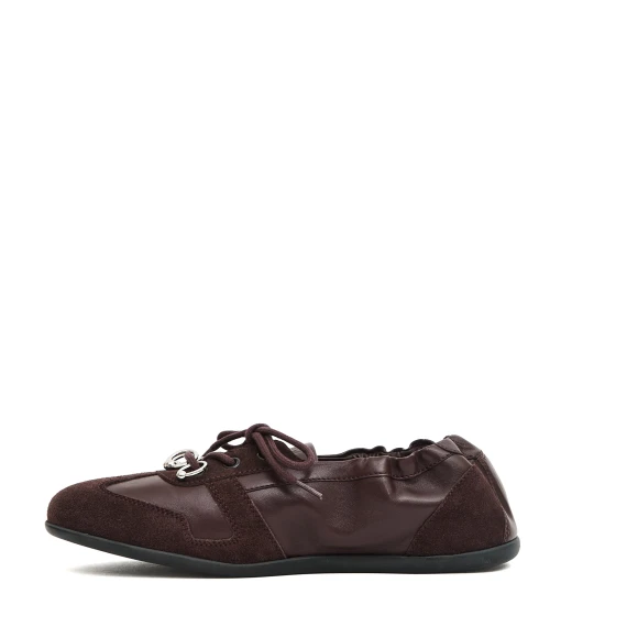 sneakers flat pelle bordeaux
