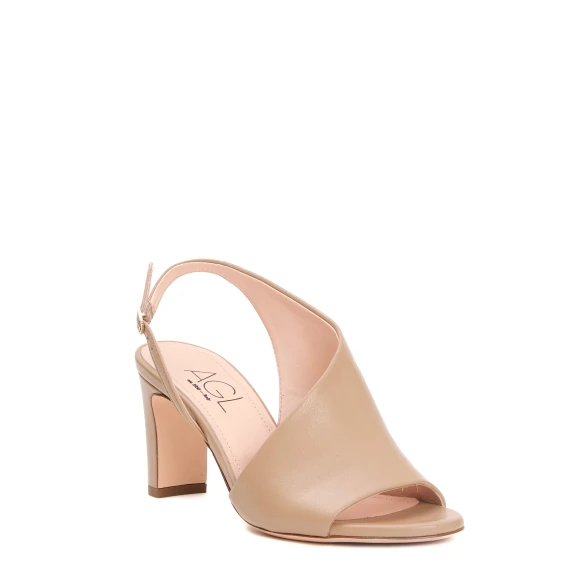 sandalo accollato pelle beige