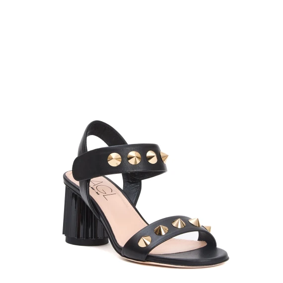 sandalo pelle nera borchie
