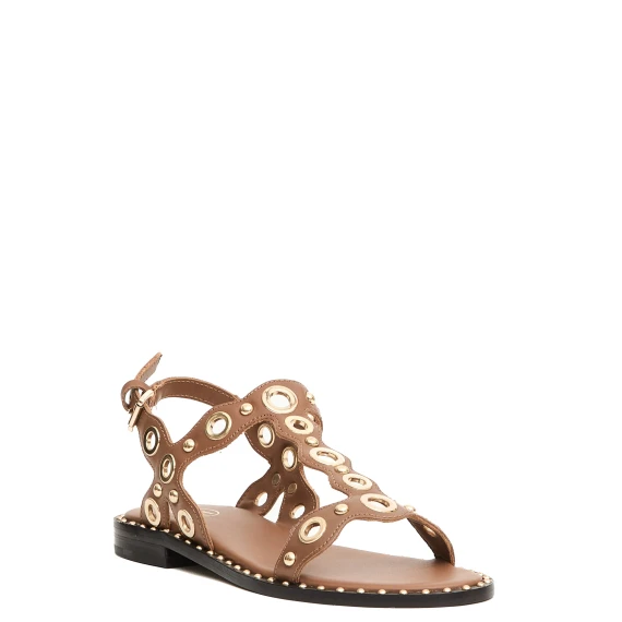 sandalo pelle cuoio e borchie oro