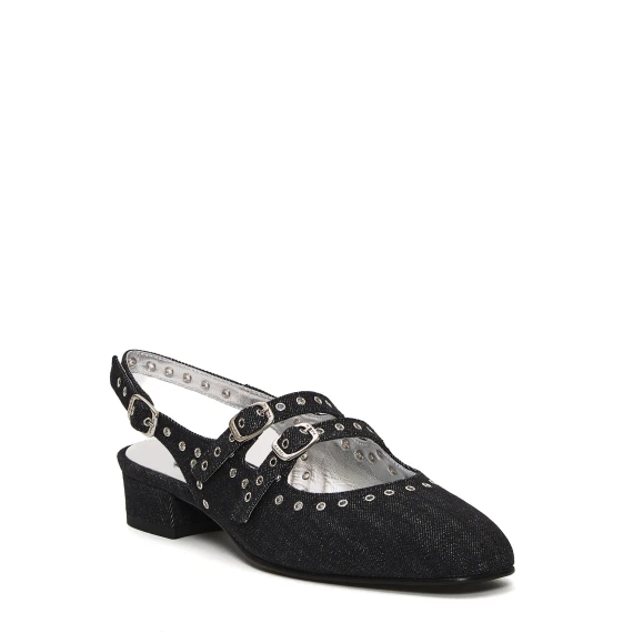 slingback tessuto jeans e borchie tacco 30  mm