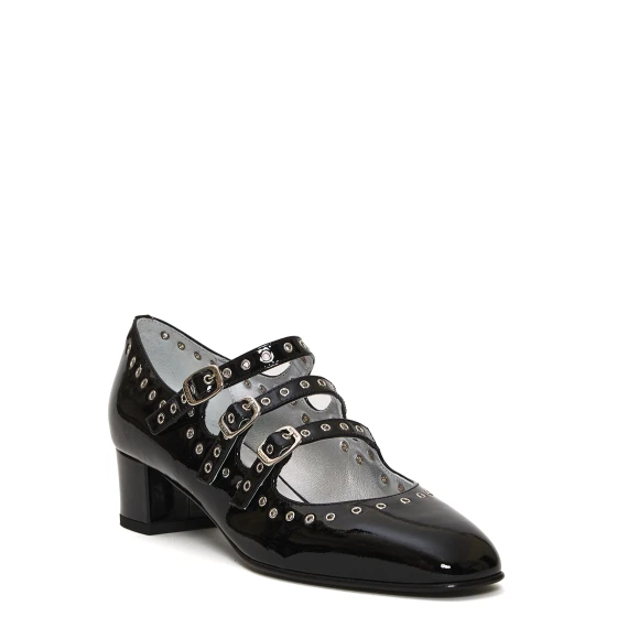 pump vernice nero borchie tacco 40 mm