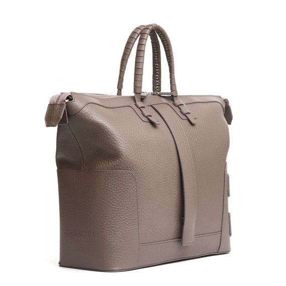 borsa doppio manico in pelle martellata caribou