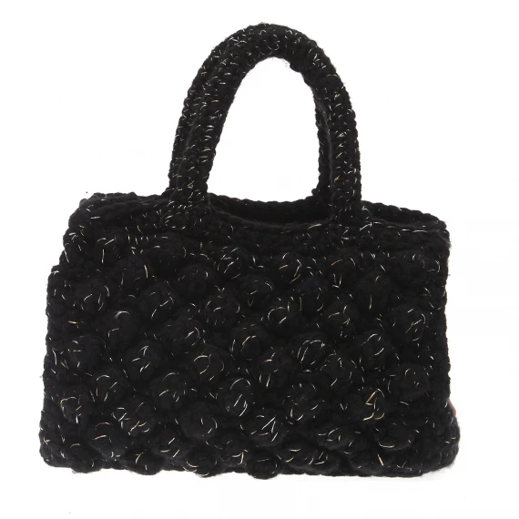 shopping crochet in lana nero e lurex - Taglia ONESIZE - chica bags