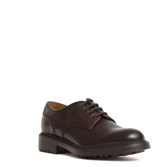 stringata derby pelle marrone