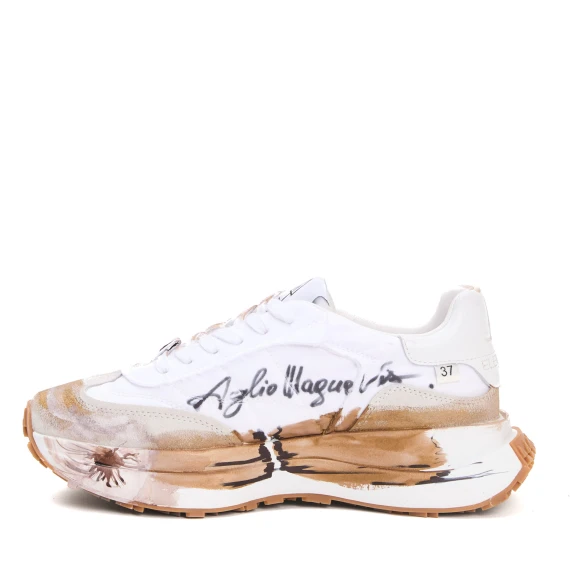 sneakers bianca e beige dipinta a mano