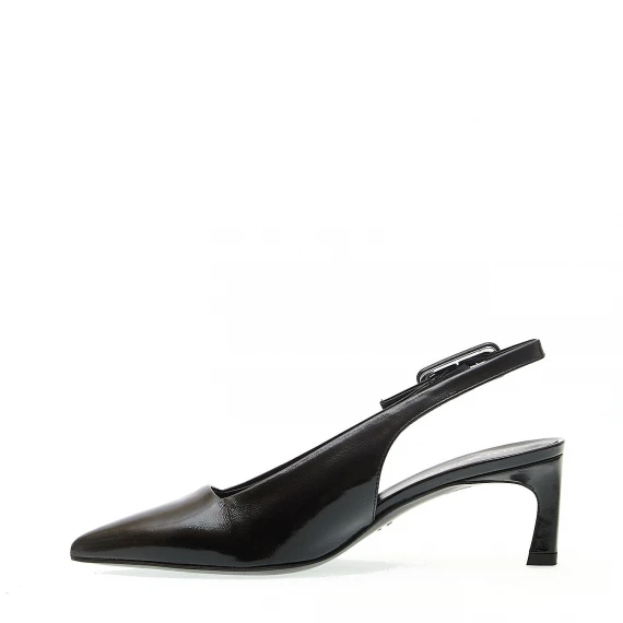 slingback pelle verniciata nera tacco sottile