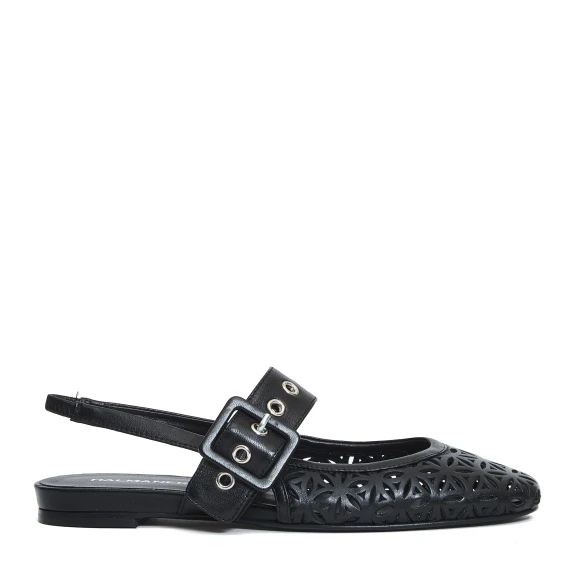 slingback flat laserata pelle nera