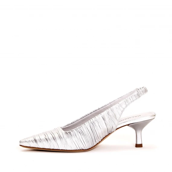 slingback pelle argento plissè t.50