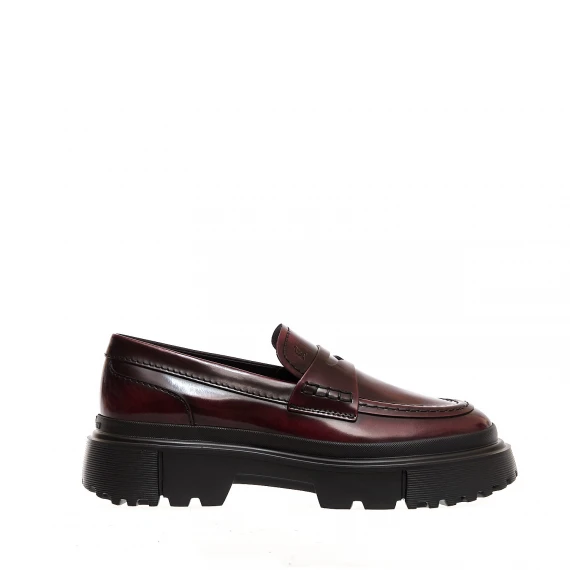 mocassino carroarmato in pelle bordeaux - Taglia 37 - Hogan