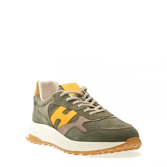 sneakers hyperlight camoscio verde H gialle